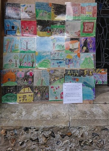 stained glass artwork outside